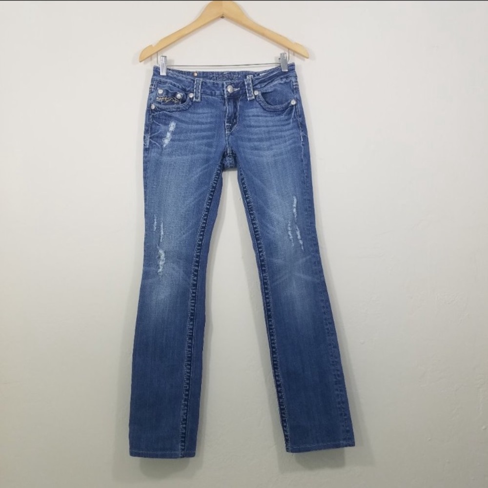 Miss Me Straight Leg Distressed Jeans Size 28